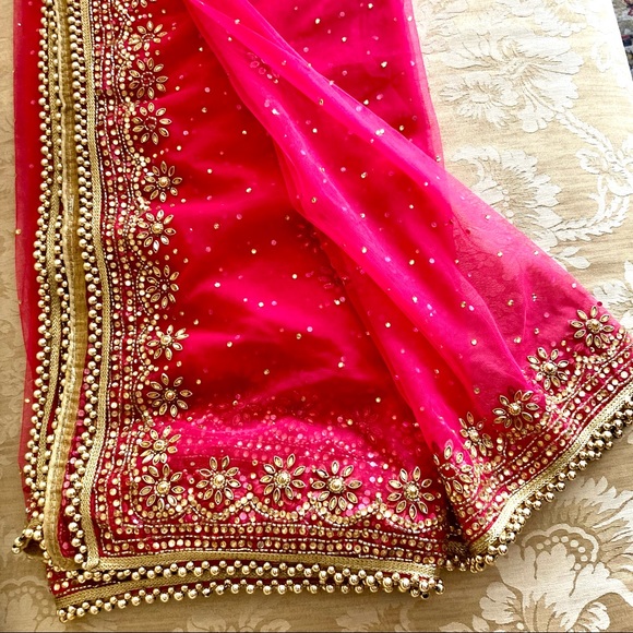 [New] Stunning INDIAN BRIDAL DUPATTA / CHUNNI / HEAD VEIL - Picture 2 of 6